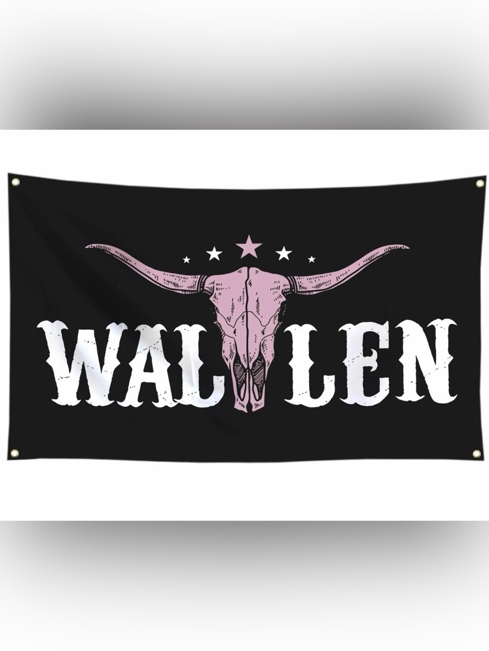 Western Wallen Pink Bull Skull Flag 3x5 ft